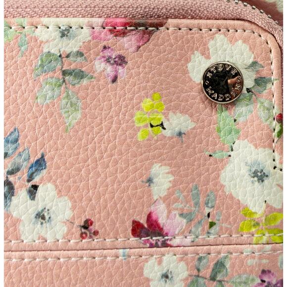 Women's Clutch Purse STEVE MADDEN Pink Floral 2 Compartment Wristlet - Picture 8 of 8
